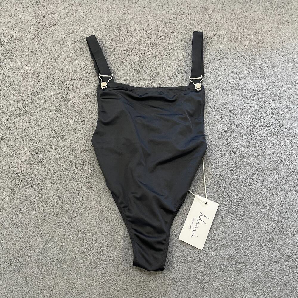 Mimi Black Summer Swimwear One-Piece High-Cut Swimsuit Women’s Size Small